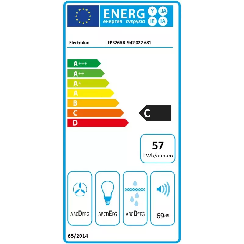 Zabudovateľný digestor Electrolux Serie 300 LFP326AB, LED, 57 dB