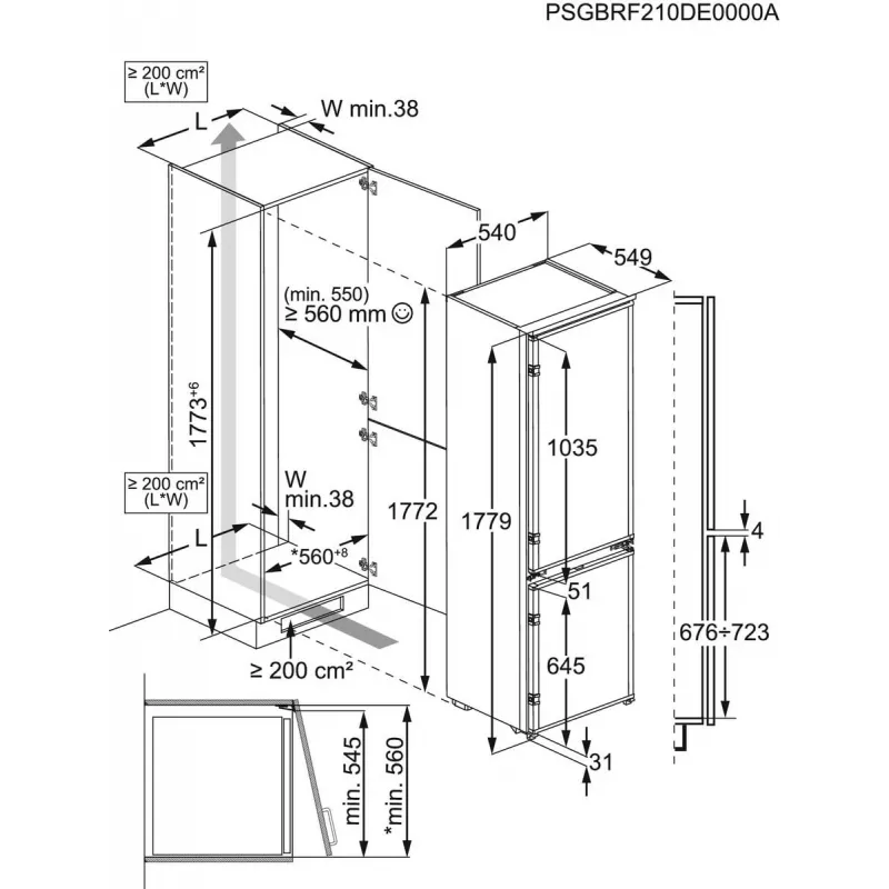 Zabudovateľná chladnička Electrolux LND5FE18S 269 L