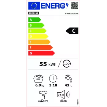 Samsung WW60A3120BE/LE práčka predné plnenie 6 kg 1200 ot/min biela