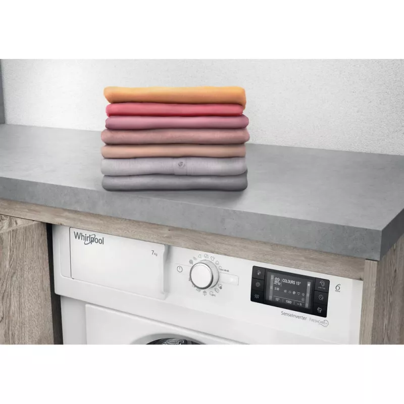 Whirlpool BI WMWG 71483E EU N plne vstavaná práčka, 7 kg, 1400 ot./min, energetická trieda D, biela