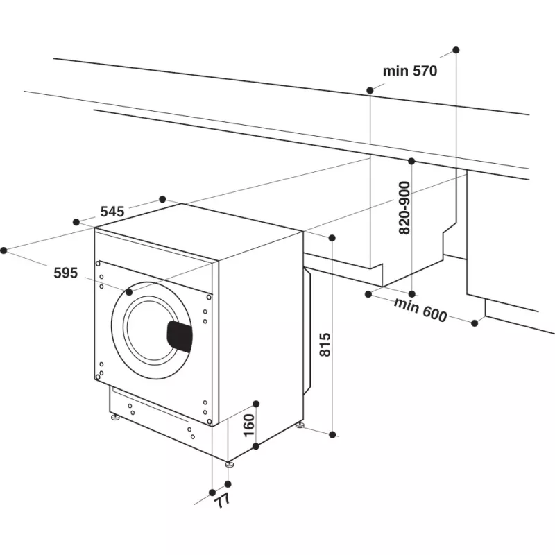 Whirlpool BI WMWG 71483E EU N plne vstavaná práčka, 7 kg, 1400 ot./min, energetická trieda D, biela