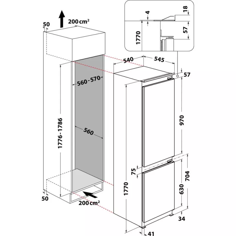 Whirlpool WHC18D031A1 vstavaná chladnička 268 L biela