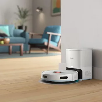 Robotický vysávač Philips XU2100/20 — kruhová LDS navigácia, 2700 Pa sací výkon, 130 min výdrž, samovyprázdňovacia základňová stanica, 3 L základný vrecko na prach, 0,38 L nádoba na prach, Li-Ion 2600 mAh