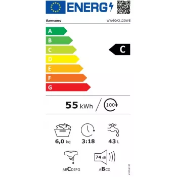 Samsung WW60A3120WE/LE práčka predné plnenie 6 kg 1200 ot/min biela