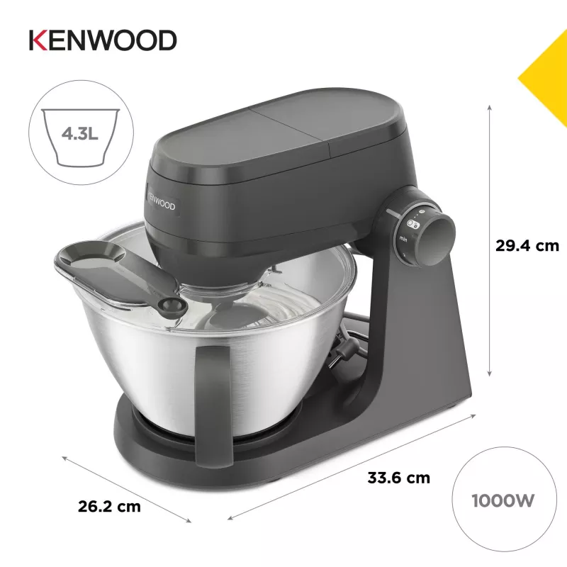 Kuchynský robot Kenwood KHC30.070GY — 1000 W, 4,3 l nerezová misa, otočný regulátor, sivý