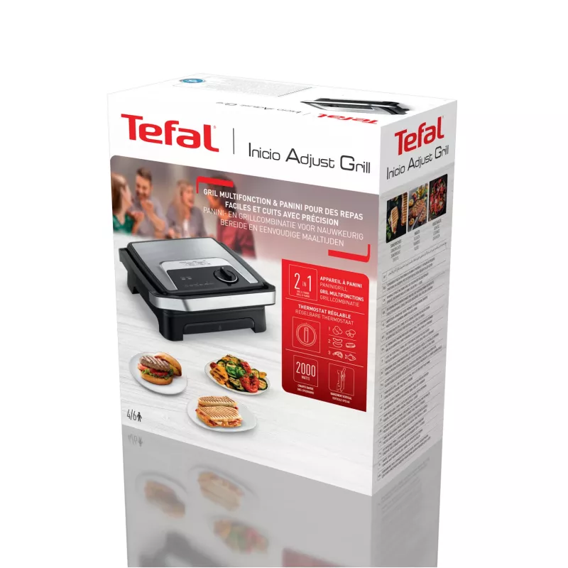 Kontaktný gril Tefal Inicio Adjust GC272D10 s nepriľnavými platňami a nastaviteľnou teplotou