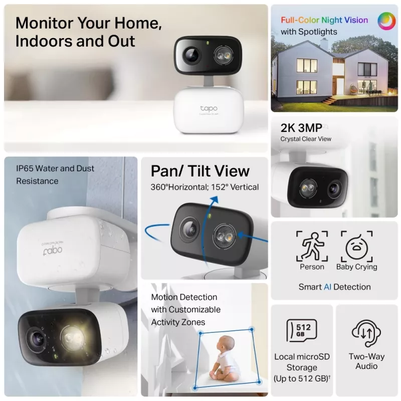 TP-Link Tapo C216 box IP bezpečnostná kamera interiérová 2304 x 1296 pixelov strop/stena/stôl