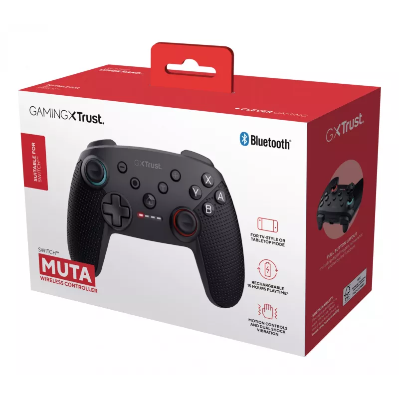 Trust GXT 1246 MUTA čierny Bluetooth gamepad analógový / digitálny Nintendo Switch, Nintendo Switch Lite, Nintendo Switch OLED