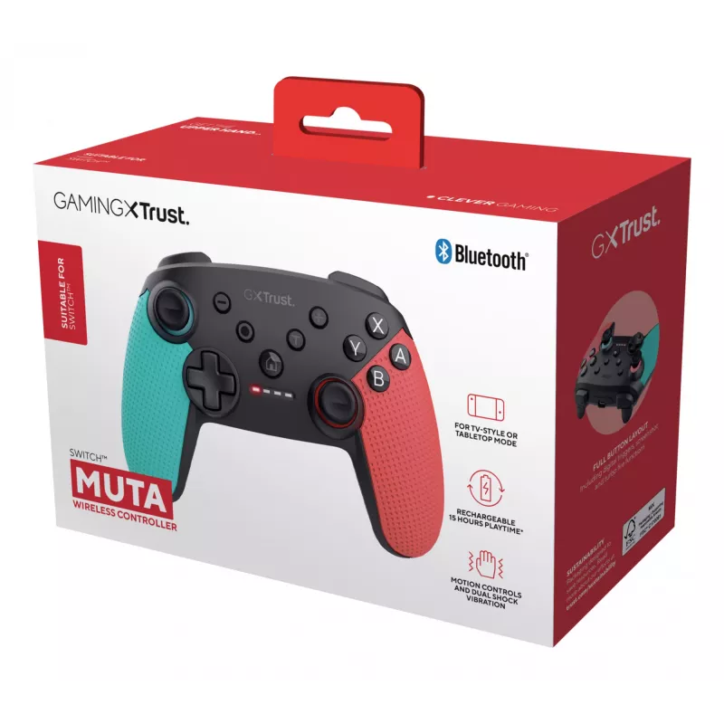 Trust GXT 1246B Muta čierna, modrá, červená Bluetooth gamepad Nintendo Switch, Nintendo Switch Lite