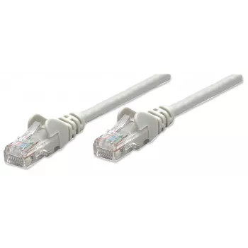 Intellinet sieťový patch kábel, Cat5e, 10 m, sivý, CCA, U/UTP, PVC, RJ45, pozlátené kontakty, ochrana proti zlomeniu, zaliate konektory, doživotná záruka
