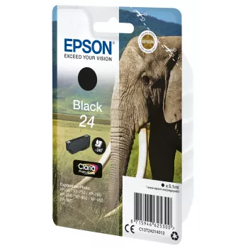 Epson Elephant jednobalenie čierna 24 Claria Photo HD atrament, čierna, pigmentový atrament, 5,1 ml, 1 ks, 240 strán, jednobalenie