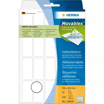 Univerzálne etikety HERMA 10609 19x40 mm biele Movables odstrániteľné papier 640 ks