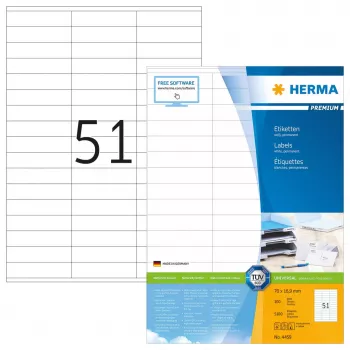 Samolepiace tlačové etikety HERMA Premium A4 70x16,9 mm