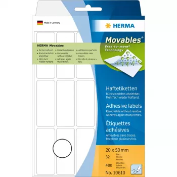 Univerzálne etikety HERMA 10610 20x50 mm biela odnímateľné papier matný