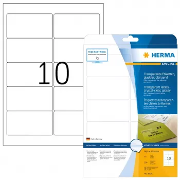 Samolepiaca tlačová etiketa HERMA Labels transparentná krištáľovo číra A4 96x50,8 mm