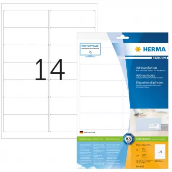 Adresné etikety Premium HERMA A4 99,1x38,1 mm 140 ks