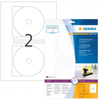 Samolepiaca etiketa do tlačiarne HERMA etikety na CD Maxi A4 Ø 116 mm