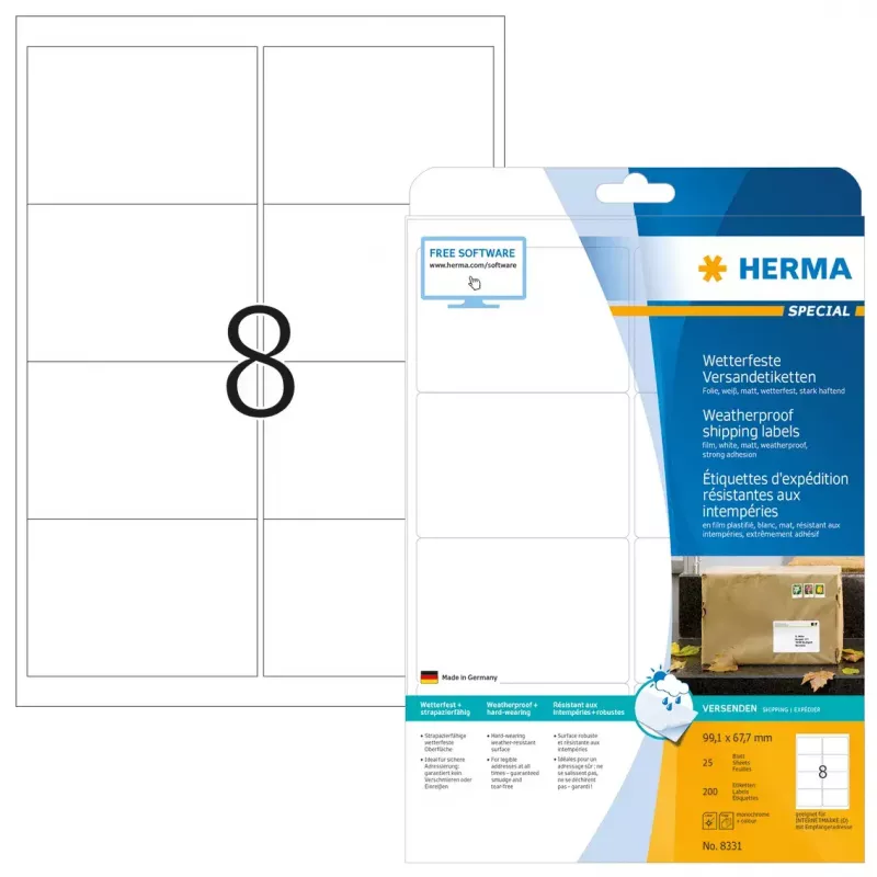 Prepravné etikety HERMA 8331 A4 99,1x67,7 mm biela 200 ks
