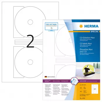 Samolepiace etikety do tlačiarne HERMA etikety na CD Maxi A4 Ø 116 mm