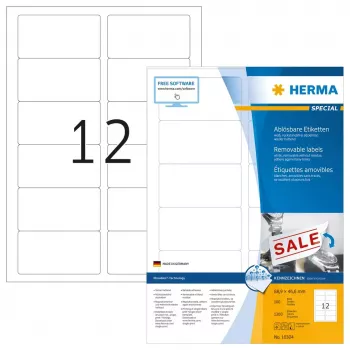 Opätovne odnímateľné etikety HERMA A4 88,9x46,6 mm biela Movables 1200 ks