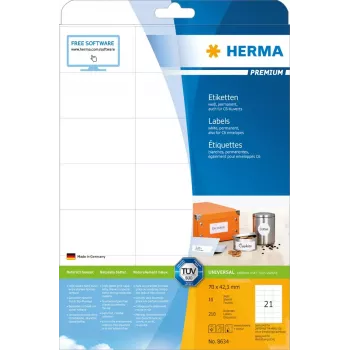 Samolepiace etikety do tlačiarne HERMA Labels Premium A4 70x42,3 mm