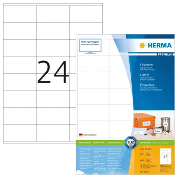 Etikety HERMA Premium A4 70x36 mm biela papier matný 4800 ks