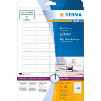 Dia etikety HERMA A4 43,2 x 8,5 mm biely papier matný 3200 ks