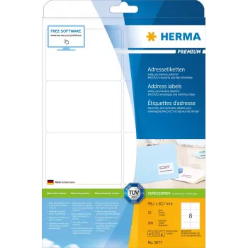 Adresné etikety Premium HERMA 5077 A4 99,1 x 67,7 mm 200 ks
