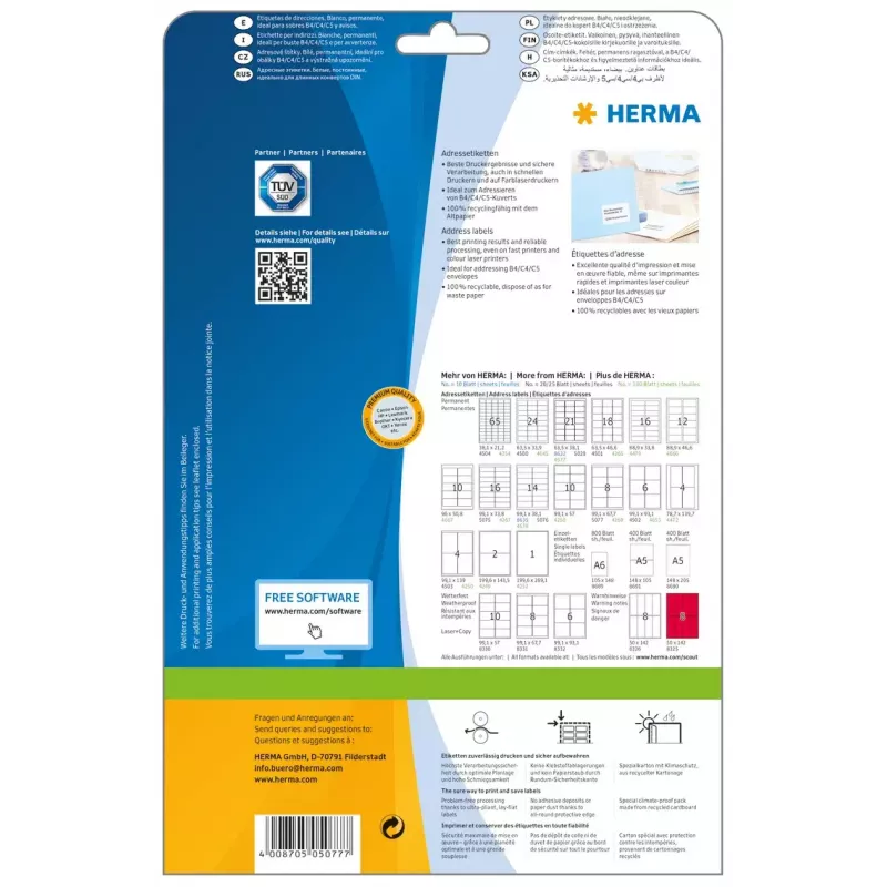 Adresné etikety Premium HERMA 5077 A4 99,1 x 67,7 mm 200 ks