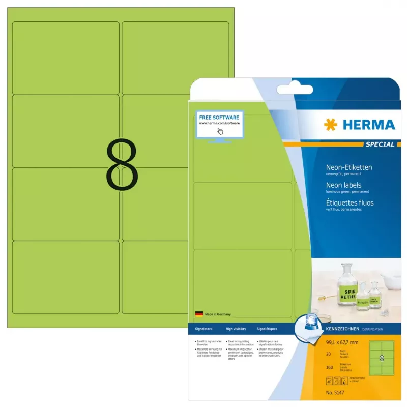 HERMA neonové etikety A4 99,1 x 67,7 mm 160 ks