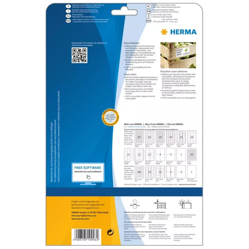 Samolepiace tlačové etikety HERMA Labels A4 70x42,3 mm