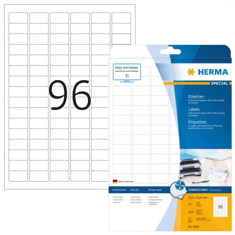 Atramentové etikety HERMA A4 30,5x16,9 mm 2400 ks