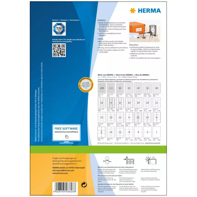 Samolepiace tlačové etikety HERMA Labels Premium A4 97x42,3 mm