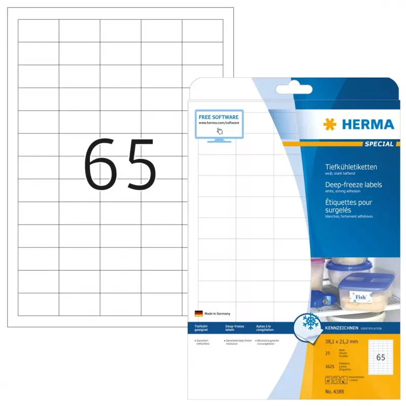 Samolepiace tlačové etikety HERMA mraziace etikety A4 1625 ks