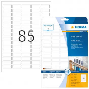Samolepiace tlačové etikety HERMA A4 37x13 mm biela extra silná priľnavosť 2125 kusov