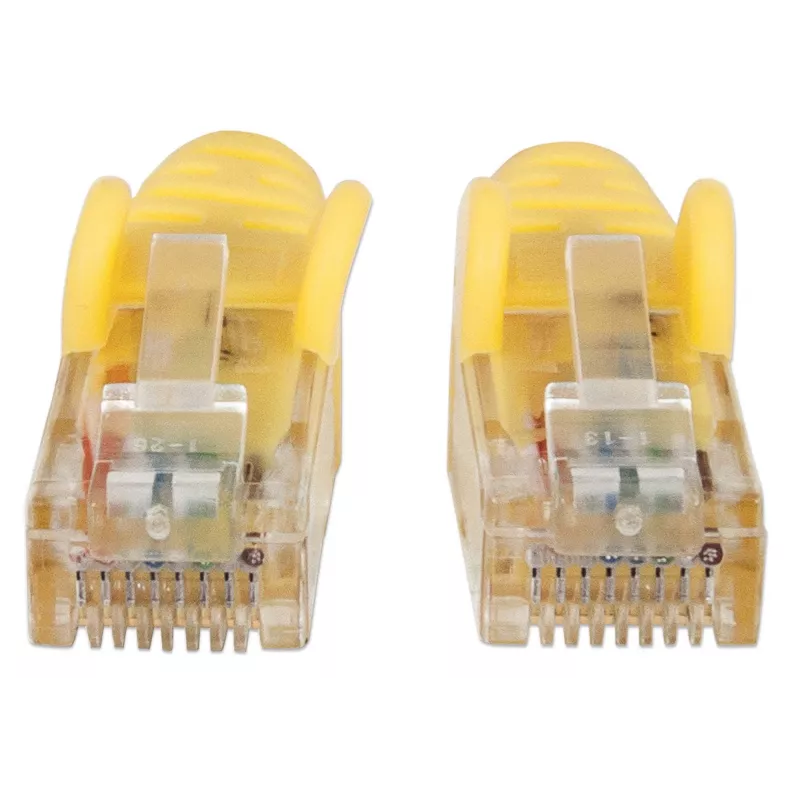 Intellinet sieťový patch kábel, Cat6, 5 m, žltý, CCA, U/UTP, PVC, RJ45, pozlátené kontakty, snagless, zaliate, doživotná záruka