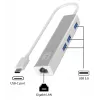 LevelOne gigabitový USB-C sieťový adaptér s USB hubom, káblový, USB Type-C, Ethernet, 1000 Mbit/s, strieborný