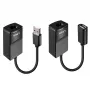 Lindy 60m USB 1.1 Cat.6 extender Basic, sieťový vysielač a prijímač, 60 m, 12 Mbit/s, Cat5e, Cat6, čierna, plast
