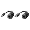 Lindy 60m USB 1.1 Cat.6 extender Basic, sieťový vysielač a prijímač, 60 m, 12 Mbit/s, Cat5e, Cat6, čierna, plast