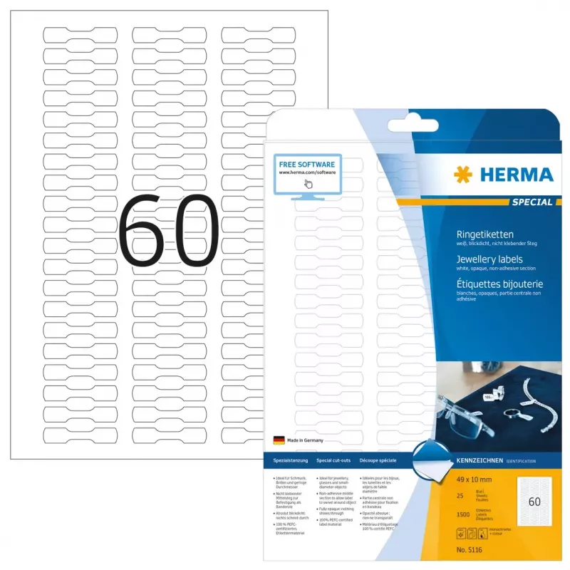 Samolepiaca etiketa pre tlačiareň HERMA 5116 A4 49x10 mm 1500 ks