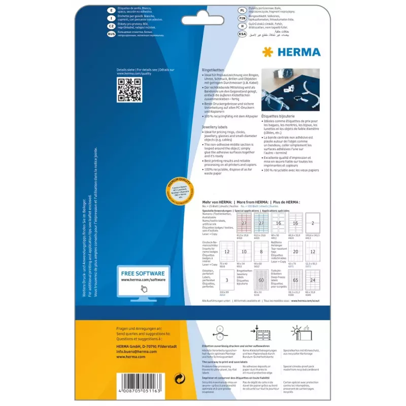 Samolepiaca etiketa pre tlačiareň HERMA 5116 A4 49x10 mm 1500 ks