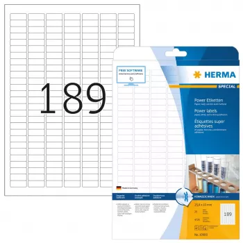 Samolepiace etikety pre tlačiareň HERMA Labels A4 25,4x10 mm biele extra silná priľnavosť papier matný 4725 ks
