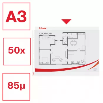 Esselte Quality Pocket A3 na šírku, 30 % recyklovaný plast z pre-consumer materiálu
