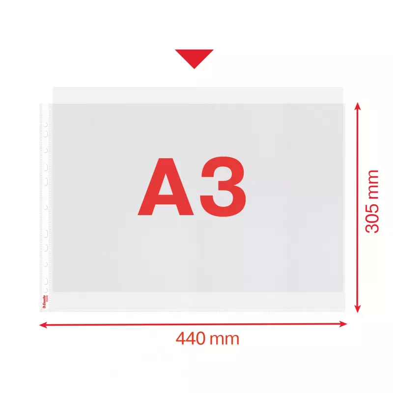 Esselte Quality Pocket A3 na šírku, 30 % recyklovaný plast z pre-consumer materiálu