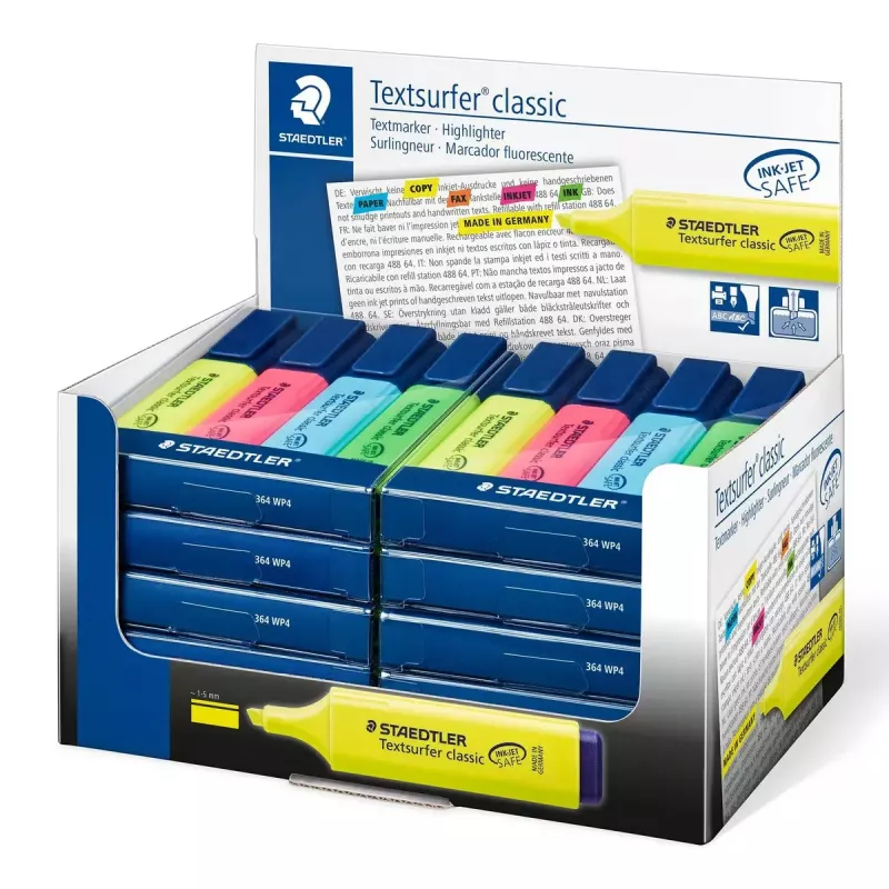 Zvýrazňovač Staedtler Textsurfer classic 364 klinový hrot modrá zelená ružová žltá