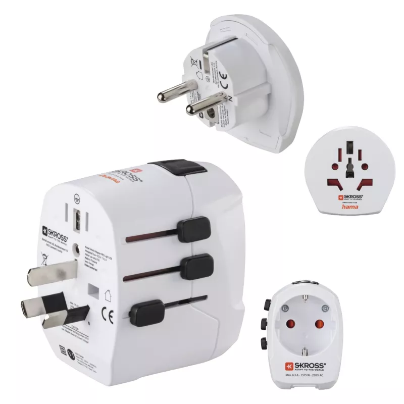 Hama World Travel Pro Light USB napájací zdroj univerzálny biely