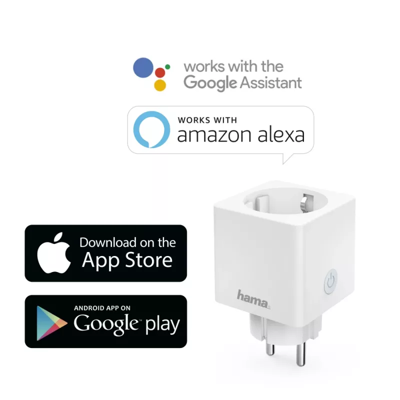 Hama Mini WiFi inteligentná zásuvka 00176573, 16 A, 3680 W, biela