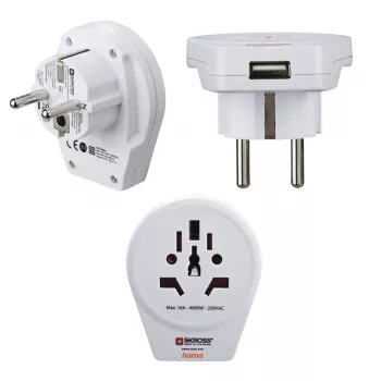 Hama svet-na-Európa USB napájací adaptér univerzálny biely