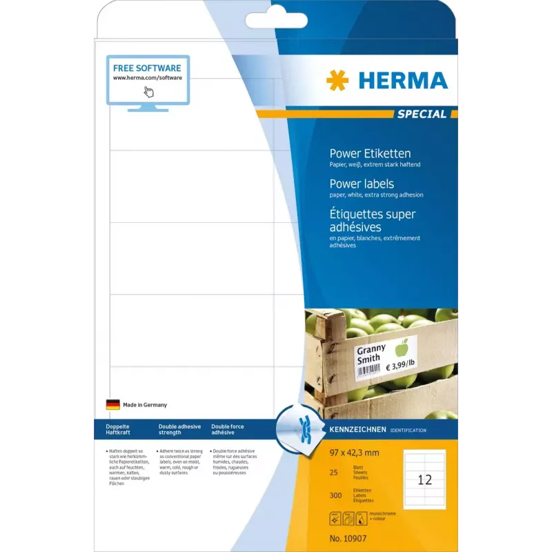 Etikety A4 HERMA 10907 biela extra silne priľnavá 300 kusov