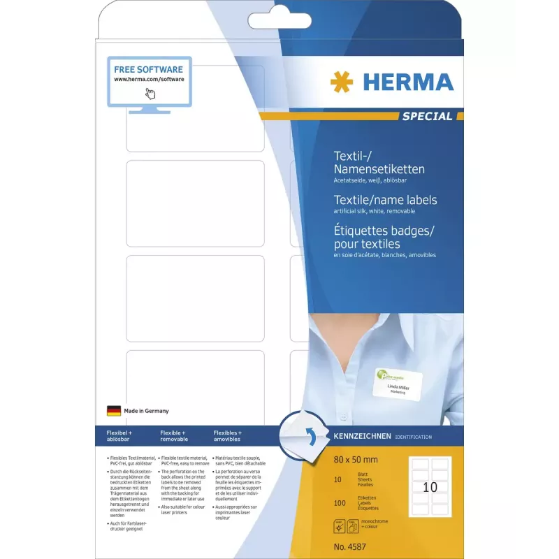 Samolepiaca etiketa HERMA 4587 zaoblený obdĺžnik odnímateľná biela